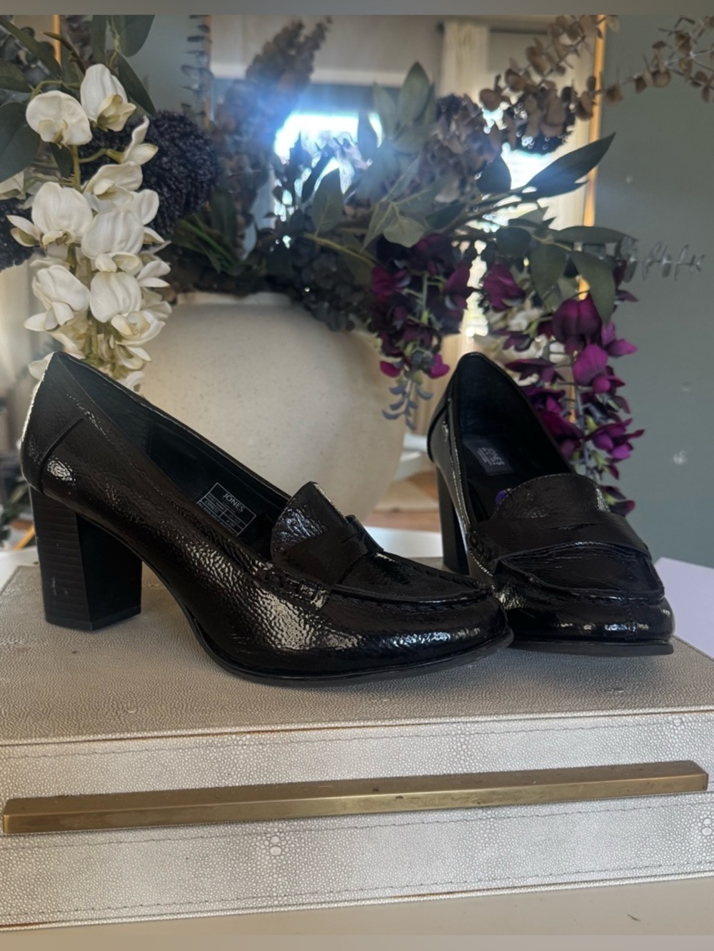 Jones New York Black Block Heel Loafers shoes Business Comfortable Block 8.5